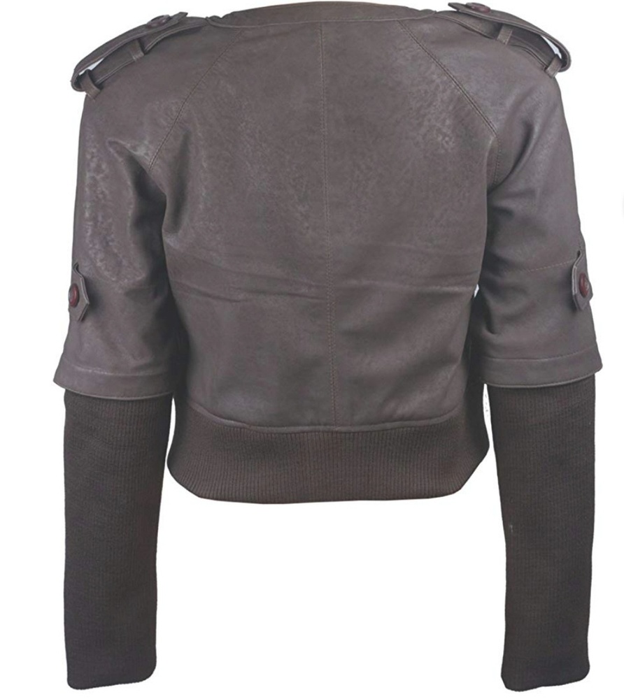 Plus size Leather Bomber Jacket - Picture 3 of 12